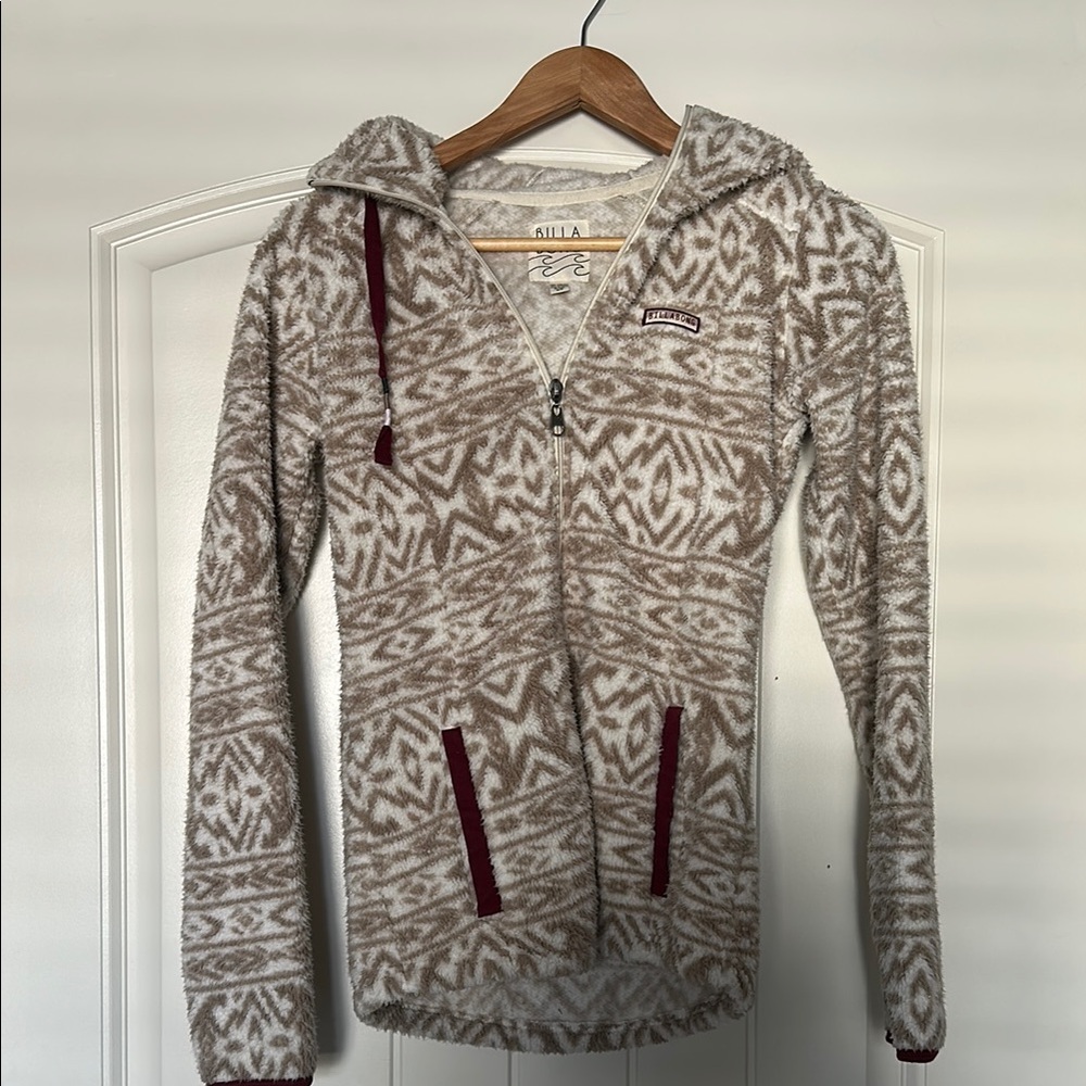 Billabong Brown Patterned Zip-Up Hoodie